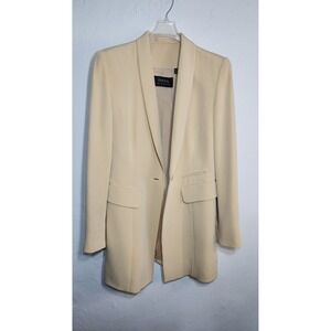 Dana Buchman Blazer 6 Silk Cream Shawl Collar Longline Career Minimalist Luxury